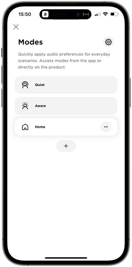 Screenshot of the Bose Music app on the Bose QuietComfort Headphones wireless headphones