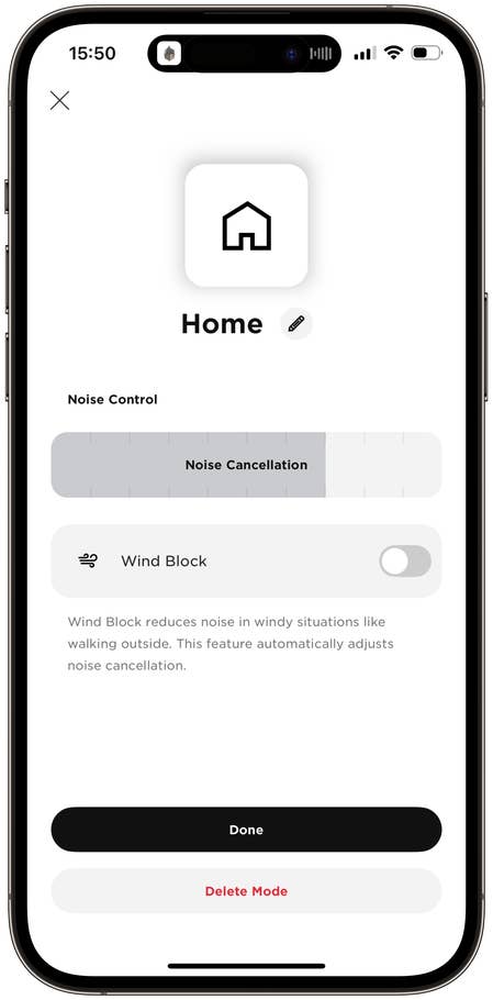 Screenshot of the Bose Music app on the Bose QuietComfort Headphones wireless headphones