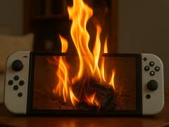 A burning Nintendo Switch 2 console.