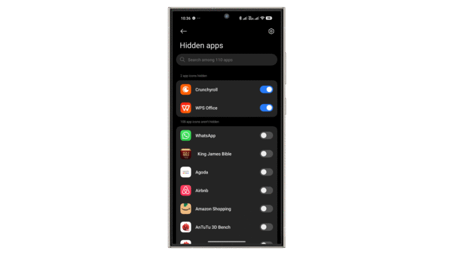 Select which apps to hide. Xiaomi HyperOS 3 hide apps feature