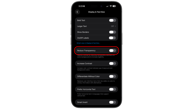Enable Reduce Transparency to reduce the effect of Liquid Glass. iOS iPhone Tips Tricks Reduce Liquid Glass Transparency Disable