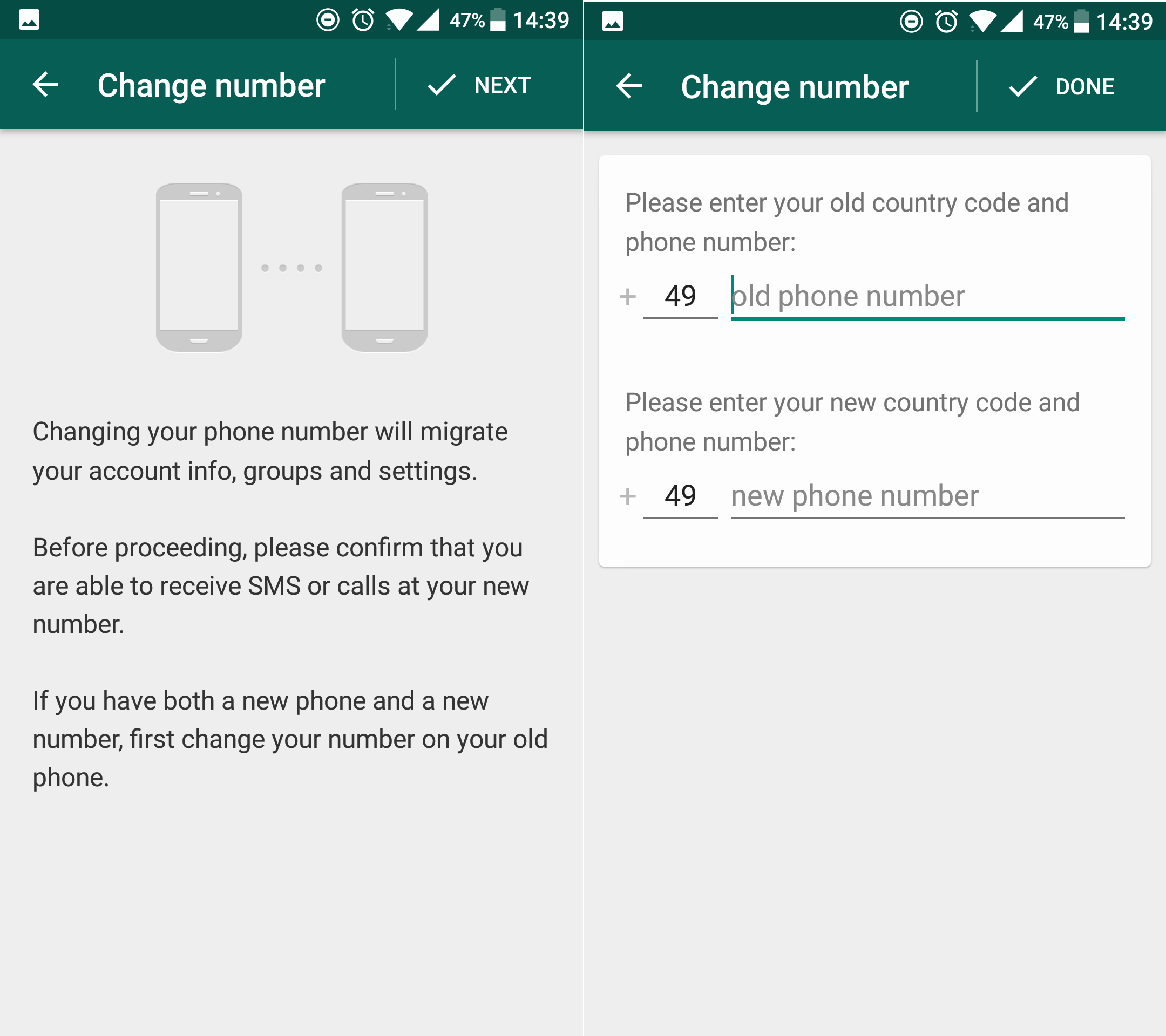 change number whatsapp