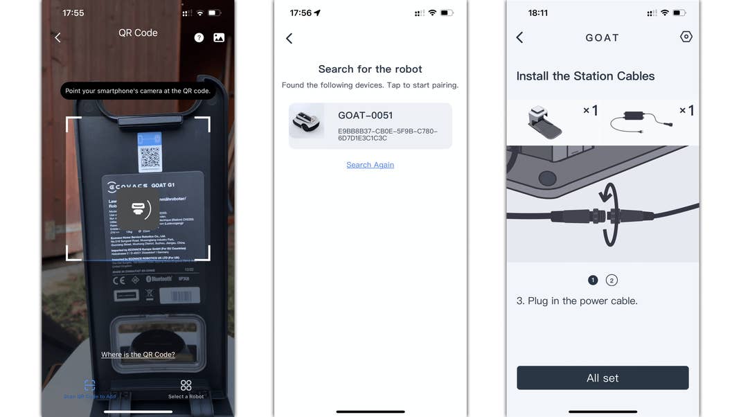 The app guides you quickly and easily through the setup of the Goat G1. Ecovacs Goat G1 Screenshots