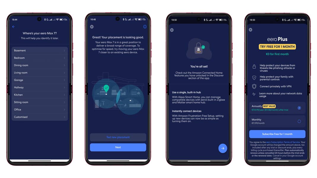 Let the app determine the optimal placement of the Eero Max 7.