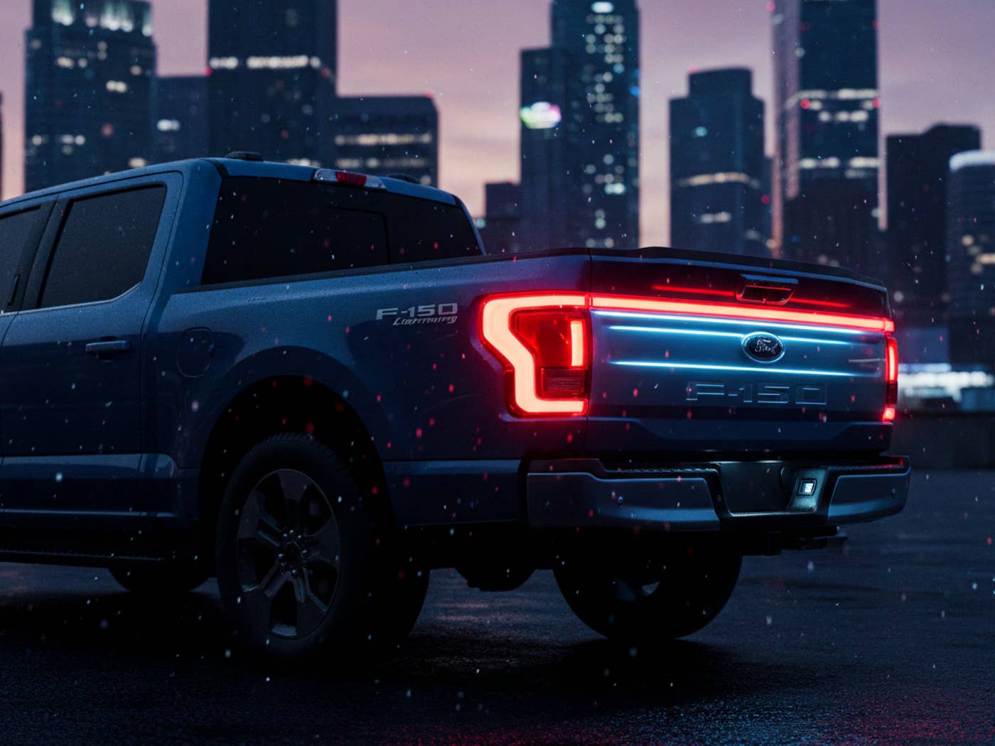 Rear view of the Ford F-150 Lightning.