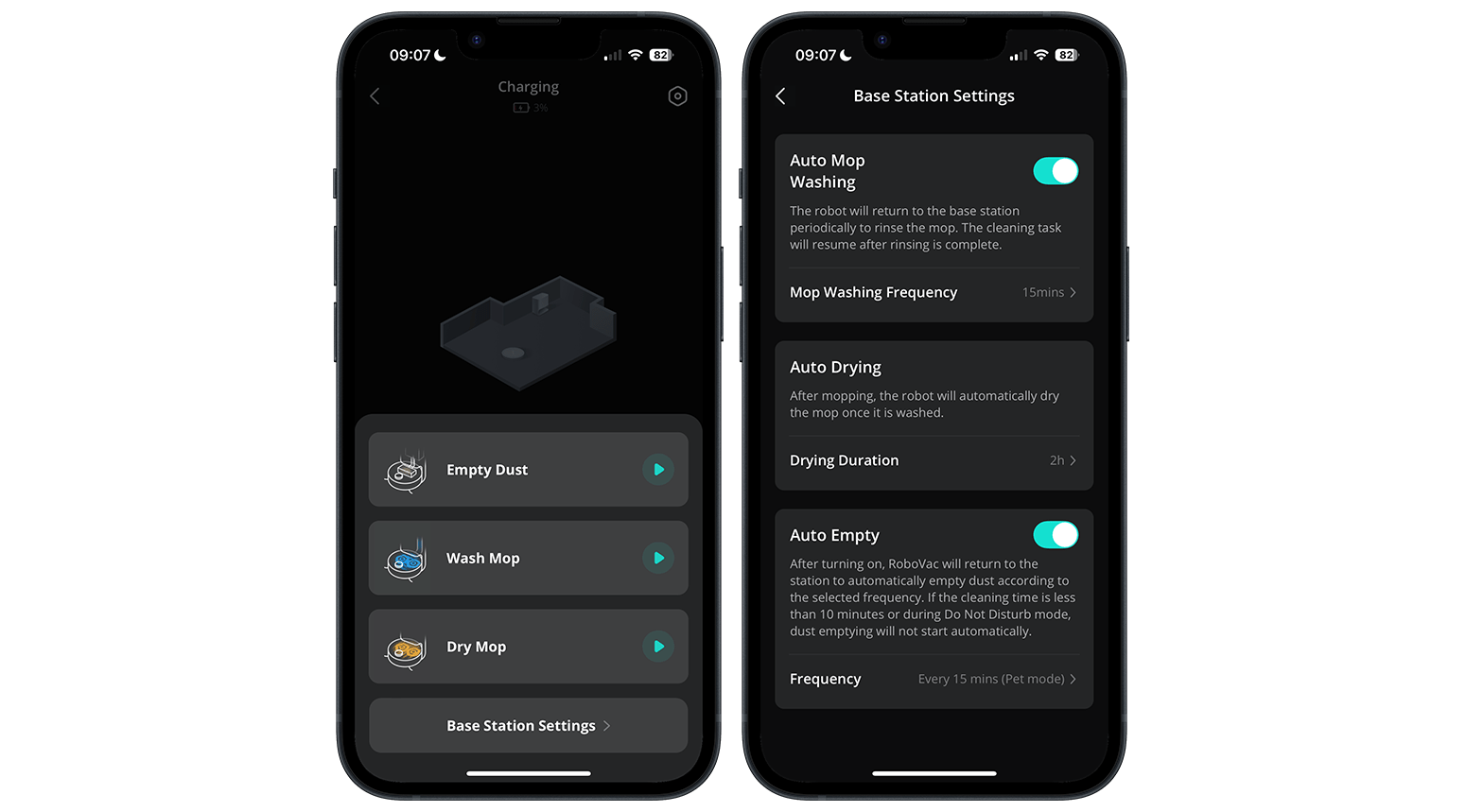 Use the app to figure out how smart you want the eufy X10 Pro Omni to be with its base station.