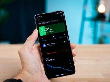 A smartphone with a battery indicator