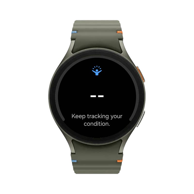 The Samsung Galaxy Watch 7 displaying u0027Continue tracking your conditionu0027.