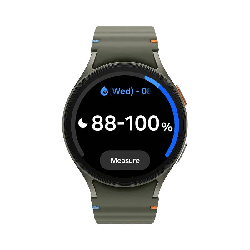 The Samsung Galaxy Watch 7 shows my blood level measurement (88-100%) on a Wednesday.