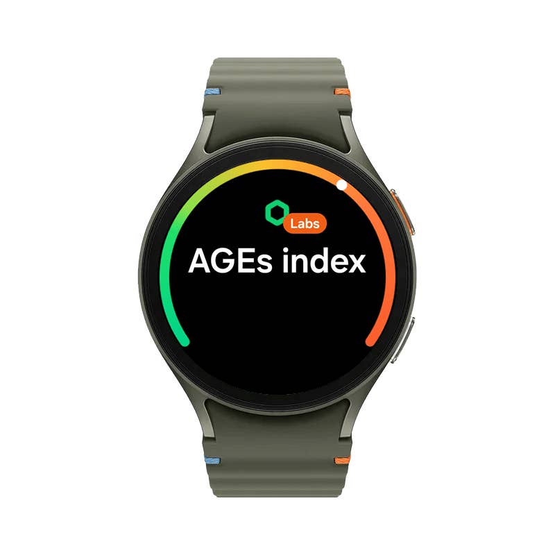 Samsung Galaxy Watch 7 shows off the u0027AGEs indexu0027 on the screen.