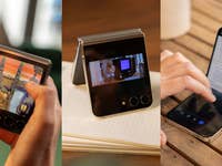 Samsung Galaxy Z Flip 5 featuring different uses of the cover display