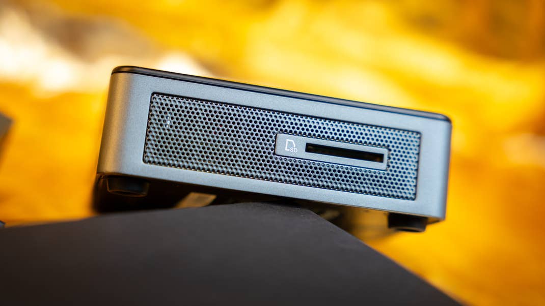 You get a SD memory card reader with this Mini PC.