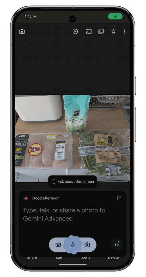 Screenshot of the Google Gemini Nano interface on the Google Pixel 9 Pro XL.