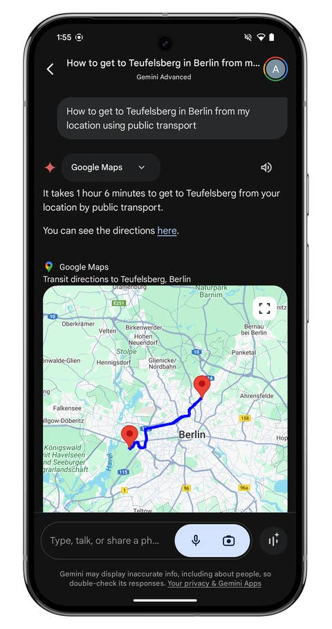 Screenshot of the Google Gemini Nano interface on the Google Pixel 9 Pro XL.