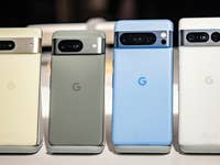 From left to right: Google Pixel 7, Pixel 8, Pixel 8 Pro, and Pixel 7 Pro