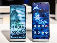 Google Pixel 8 (left), next to the bigger Google Pixel 8 Pro (right)