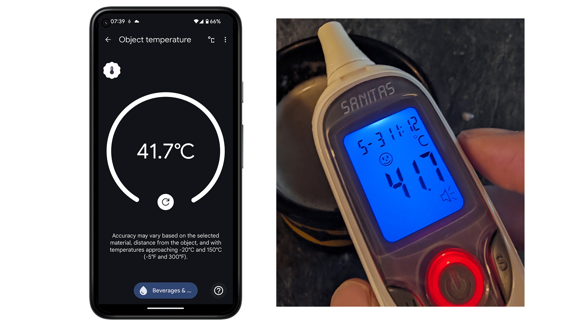 Google Pixel 8 Pro temperature measurement