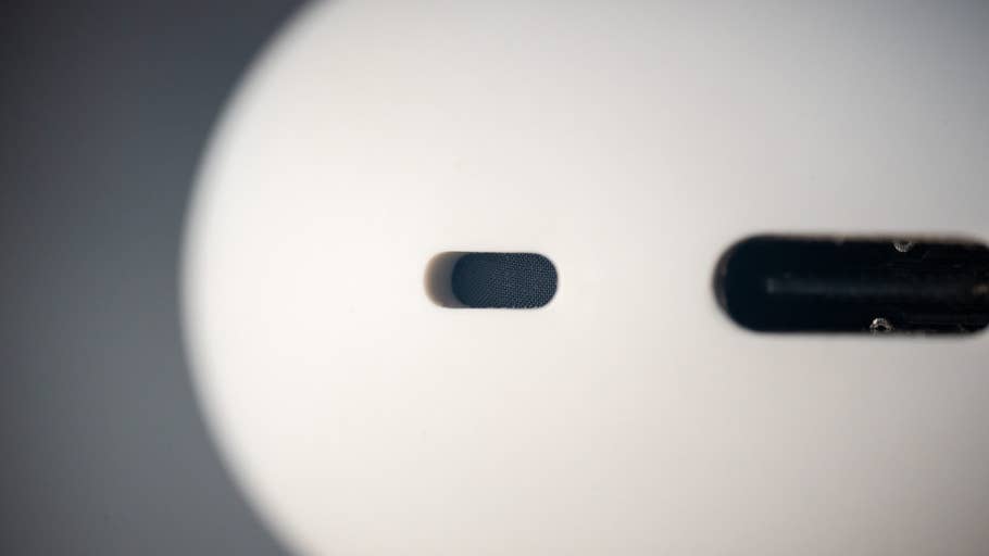 Close-up of the Google Pixel Buds Pro 2 with the speaker grill visible.