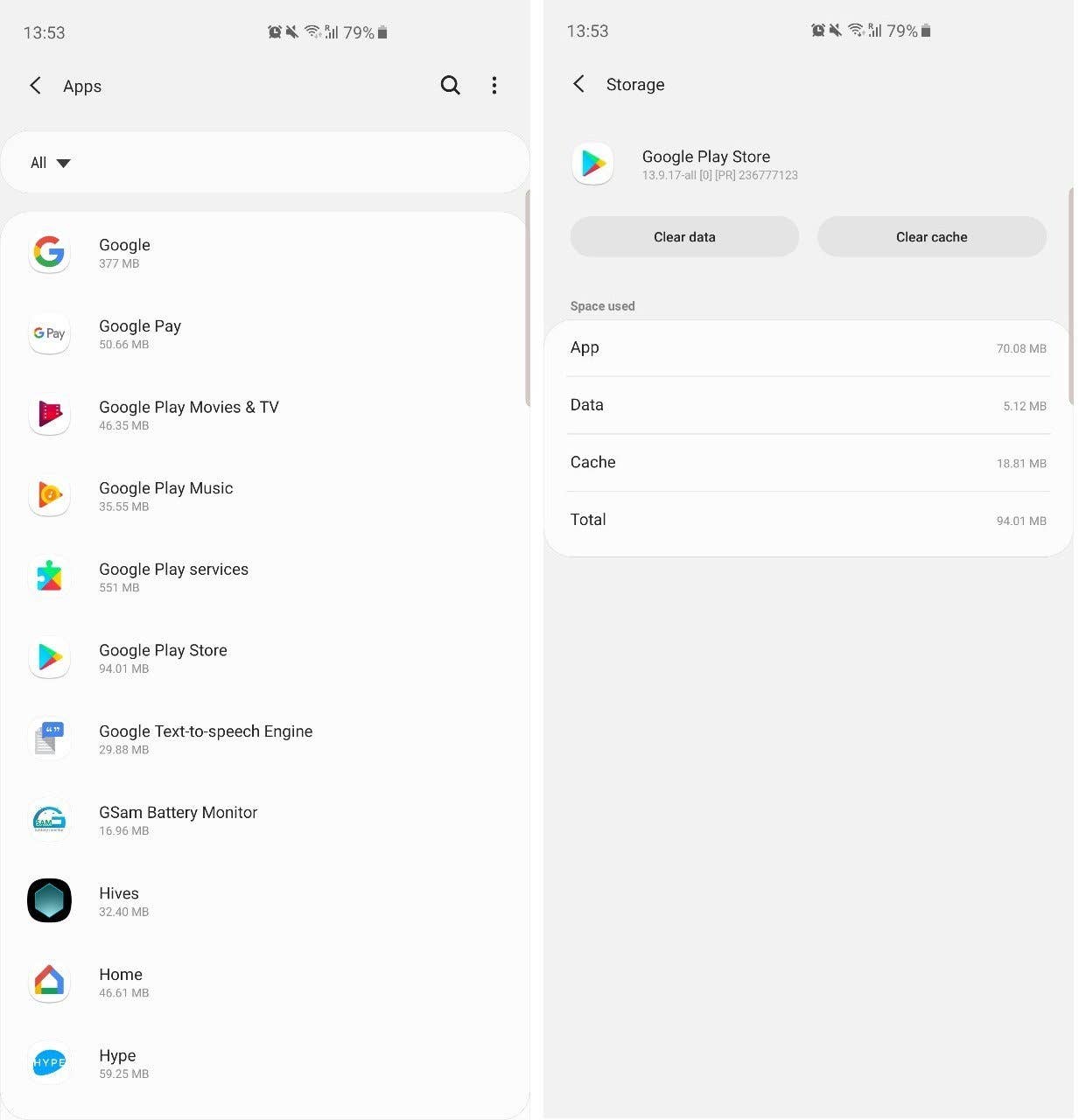 google play store delete cache