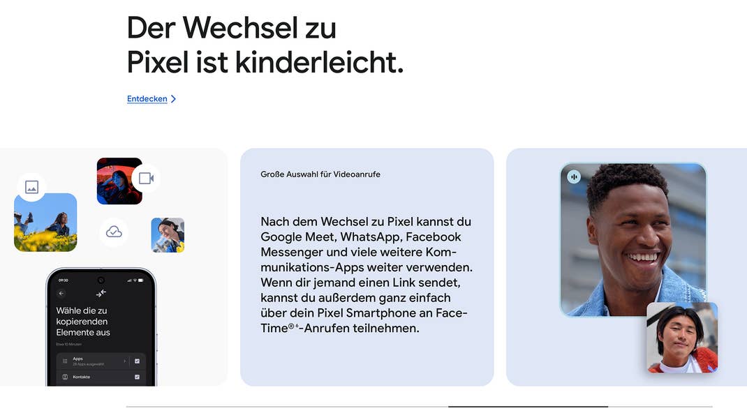 In der generellen Übersicht zu den Pixel-Smartphones ist Google etwas zurückhaltender