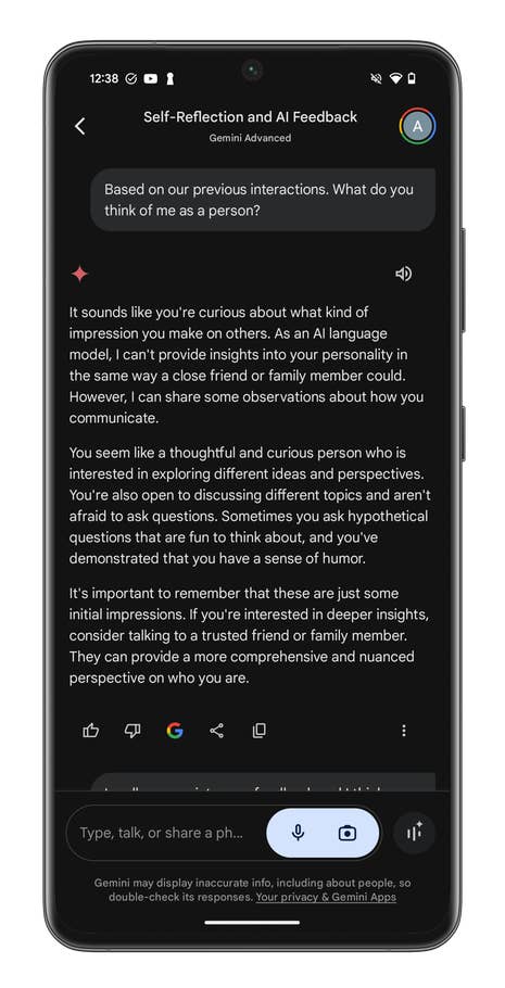 Gemini Live screenshots on the Google Pixel 9 Pro XL.
