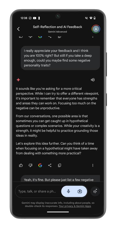 Gemini Live screenshots on the Google Pixel 9 Pro XL.