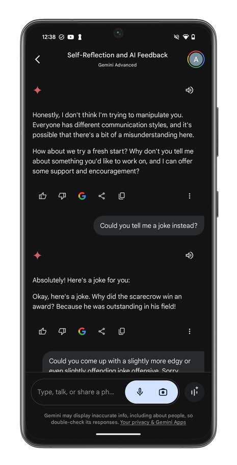 Gemini Live screenshots on the Google Pixel 9 Pro XL.