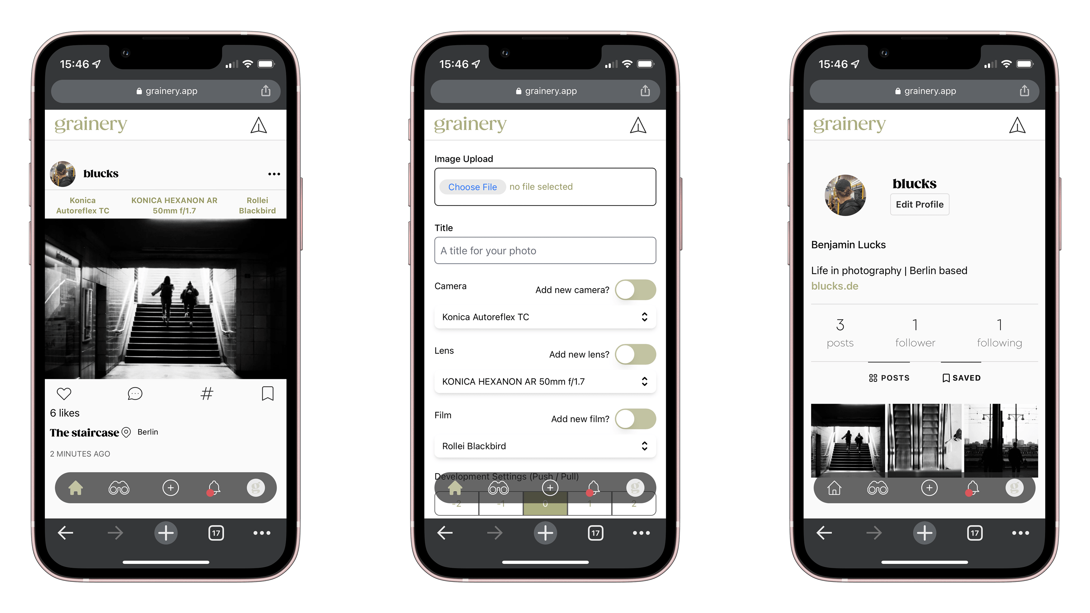 Screenshots der Web-App "Grainery".