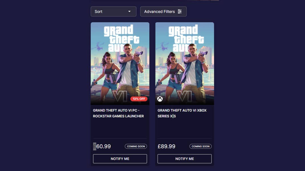 GTA 6 price on a retailer's website