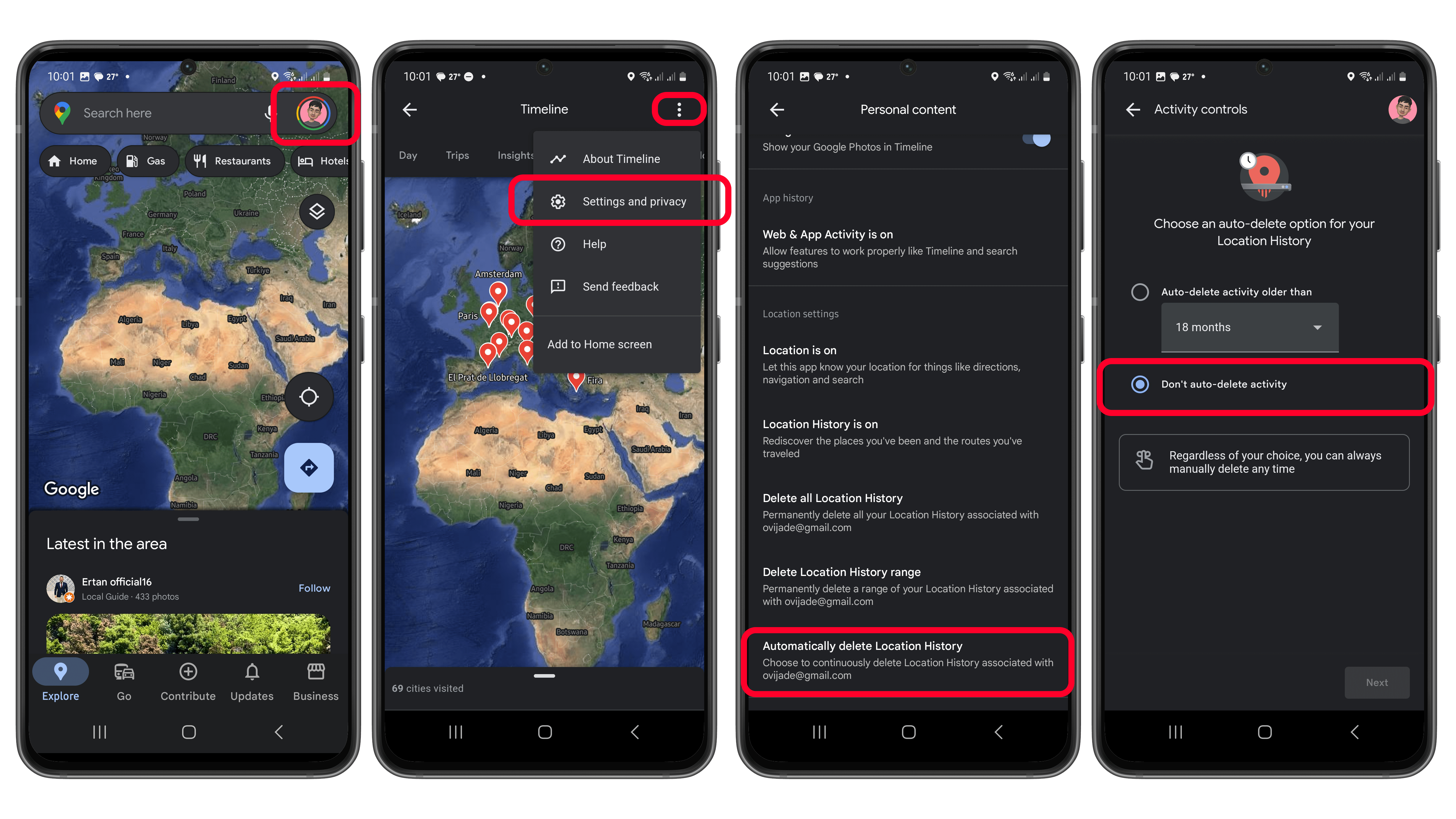 How to save your Google Maps Timeline visits and location histories on mobile
