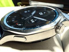 A close-up of the Huawei Watch GT 5 showcasing its sleek design and digital display.