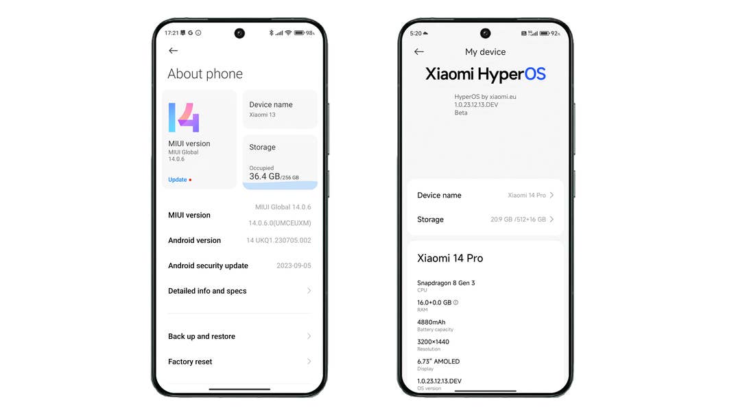 HyperOS takes a more minimalist look compared to MIUI 14.