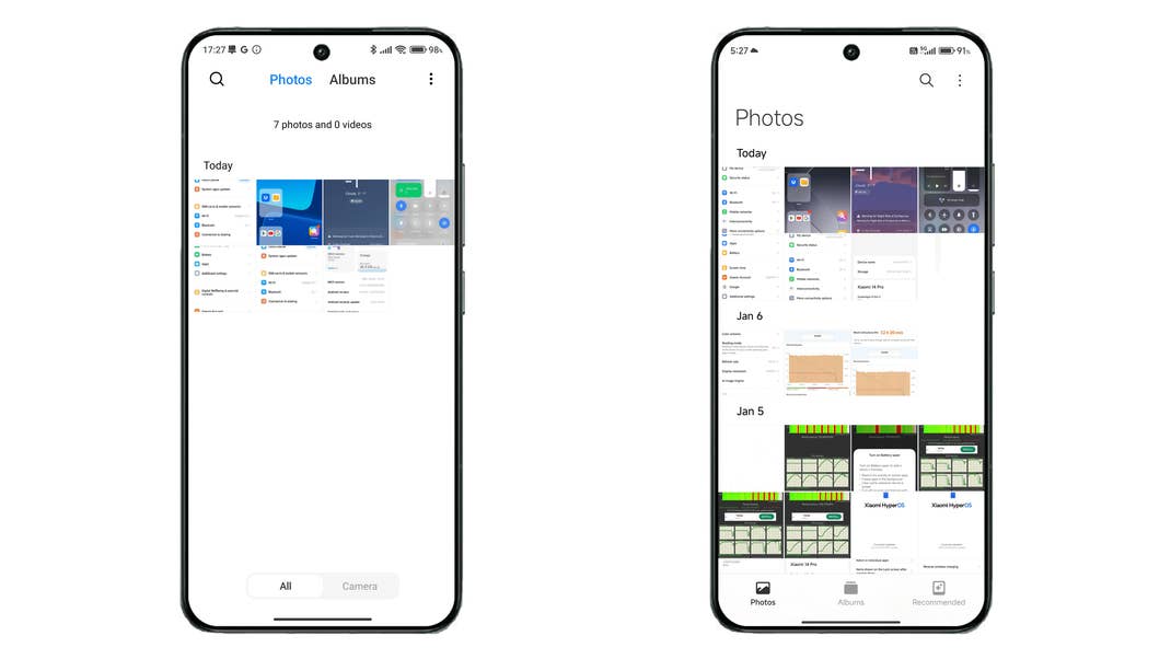 You get a better overview of things in the gallery app.