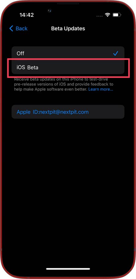 Screenshots showing how to install an iOS public beta
