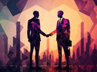Two persons shaking hands, abstract picture