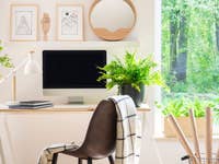 Workplace with a view into the forest, modern design