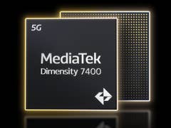 MediaTek Dimensity 7400 chip with 5G labeling against a dark background.
