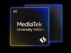 MediaTek Dimensity 9400+ logo featuring 5G text and a dark background.