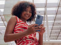 Triple camera on the back of the Moto X40