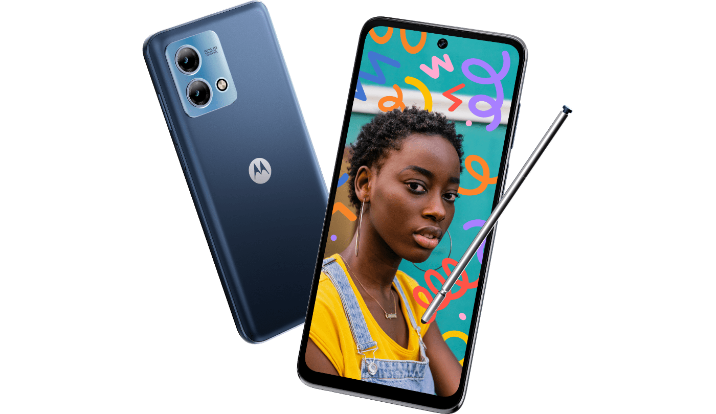 Motorola Moto G Stylus (2023) promotional image with the stylus pen