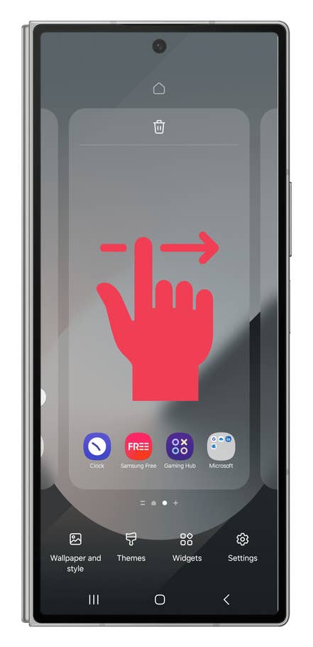 One UI screenshots showing how to switch between Google Discover and Samsung Free.
