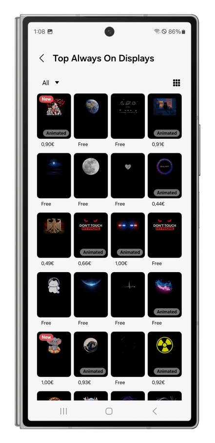 Screenshots showing how to customize the Always-on Display.