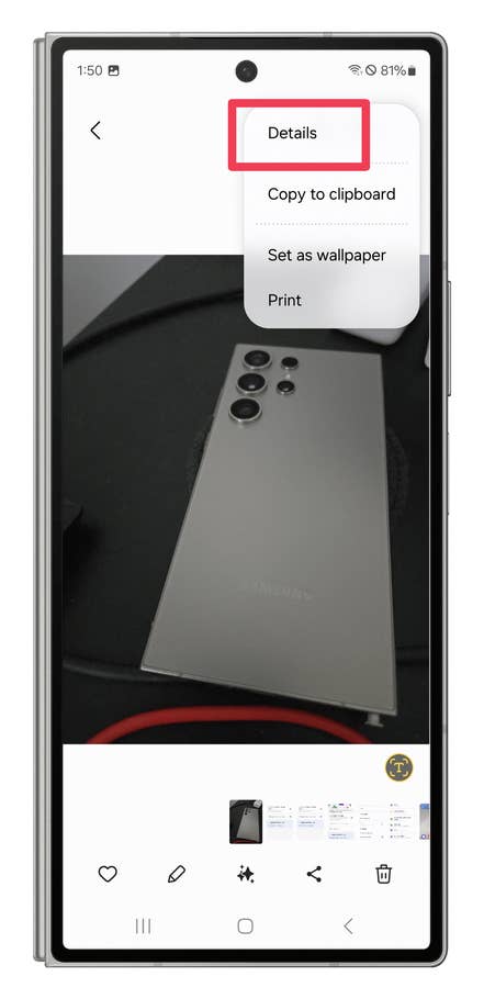 One UI screenshots showing how to use the image remaster feature.