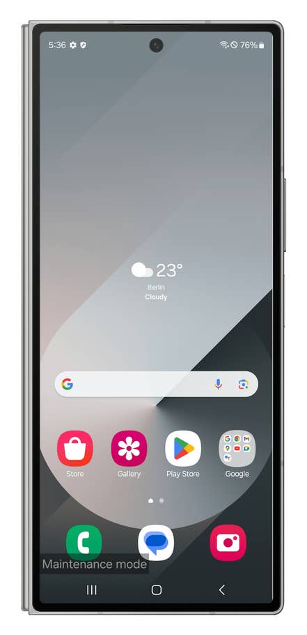 One UI screenshots showing how to use the Maintenance mode when sending the phone for repairs.