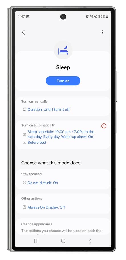 One UI screenshots showing how to create automated modes and routines.