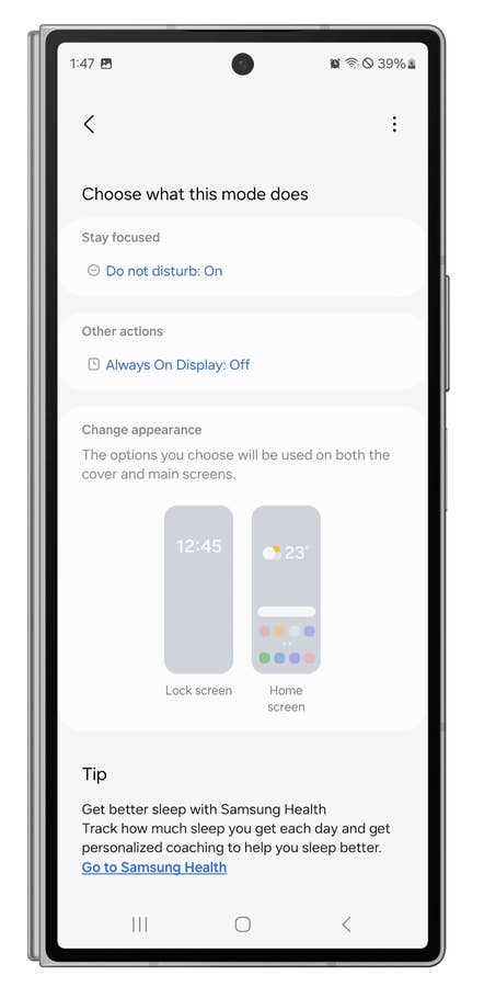 One UI screenshots showing how to create automated modes and routines.