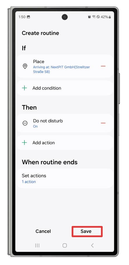 One UI screenshots showing how to create automated modes and routines.