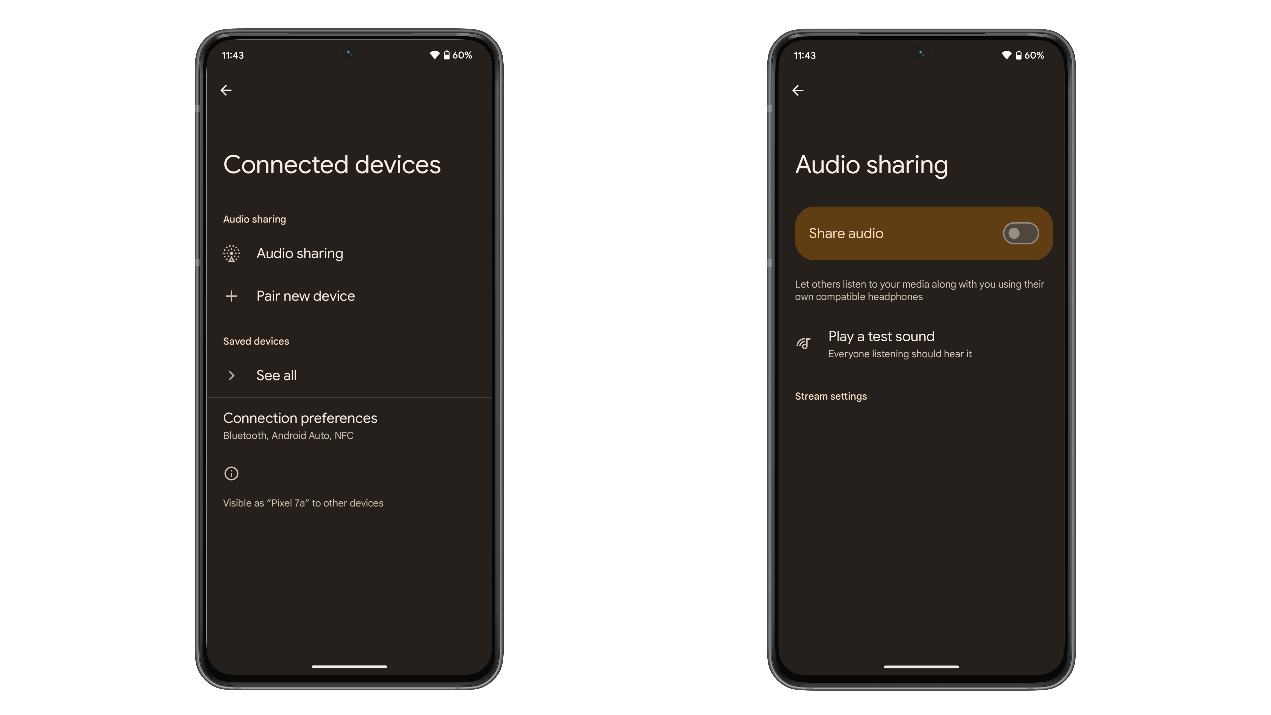 Android 15 Audio Share option screen