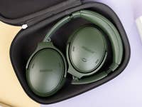 Bose Quiet Comfort Headphones folded inside the carrying case
