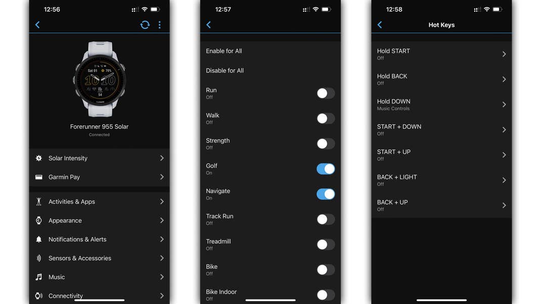Die Garmin Forerunner 955 bietet zahlreiche Möglichkeiten zur Individualisierung. Garmin Forerunner 955 Screenshot